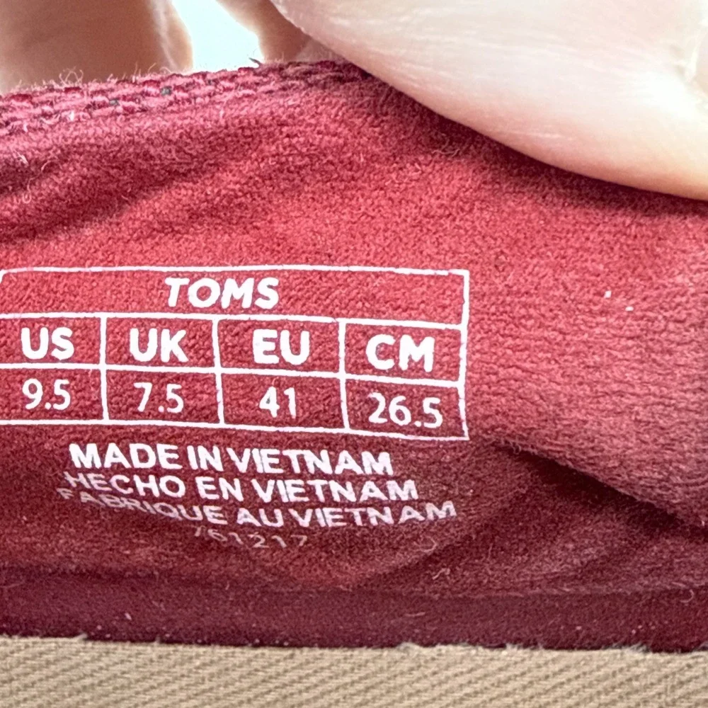 TOMS Women's Valencia Platform Espadrille Red Flats Casual SZ 9.5 Casual Preppy